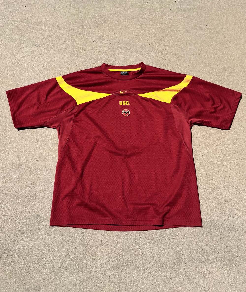 Vintage Nike Team USC Trojans Dri-Fit Short Sleeve Athletic Shirt XL